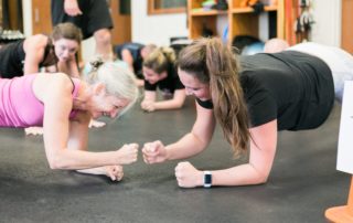 group workout of smiling people