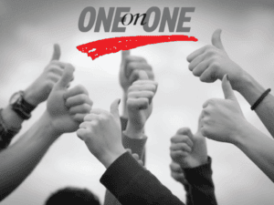 One on one success thumbs up