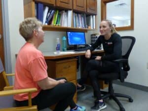 A personal training client having a nutrition session with a dietician at one on one
