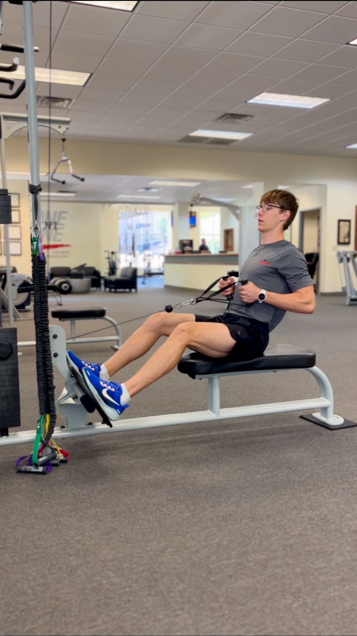 Josh Walters demonstrating a seated row