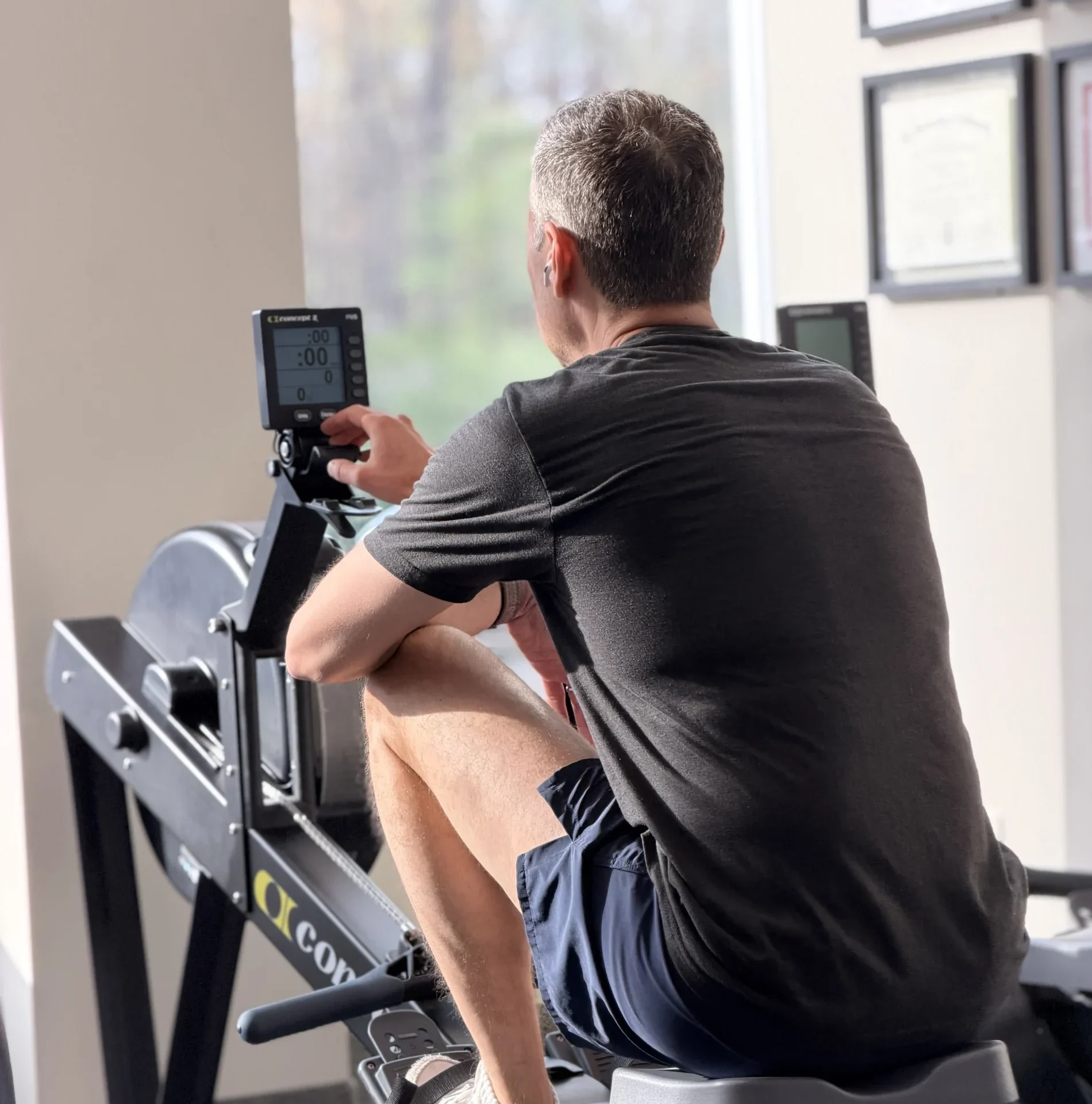 One on One Client on the rowing machine